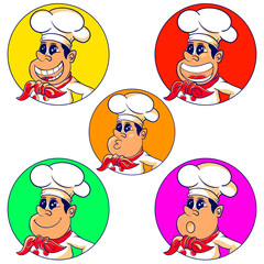 set of cartoon people Chef food