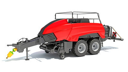 Square Baler farm equipment 3D rendering on white background