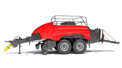 Square Baler farm equipment 3D rendering on white background
