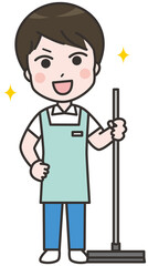 清掃員の男性スタッフ