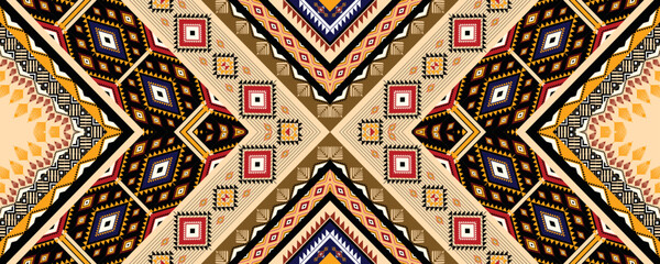 Geometric ethnic oriental, American, western pattern style. colorful seamless pattern. Design for fabric, curtain, background, sarong, wallpaper, clothing, wrapping, Batik, tile. Vector illustration.