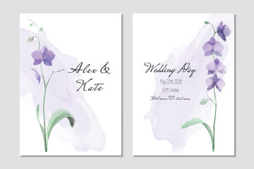 Wedding invitation template with purple orchids - 542338348