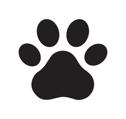 Black paw print icon in flat style vector. Animal paw print vector icon.