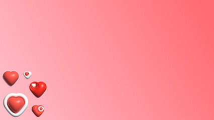 aesthetic cute 3d red heart shape on gradient red background illustration, perfect for backdrop, wallpaper, postcard, banner, background for your design