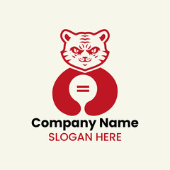 Tiger Pause Logo Negative Space Concept Vector Template. Panther Holding Pause Symbol