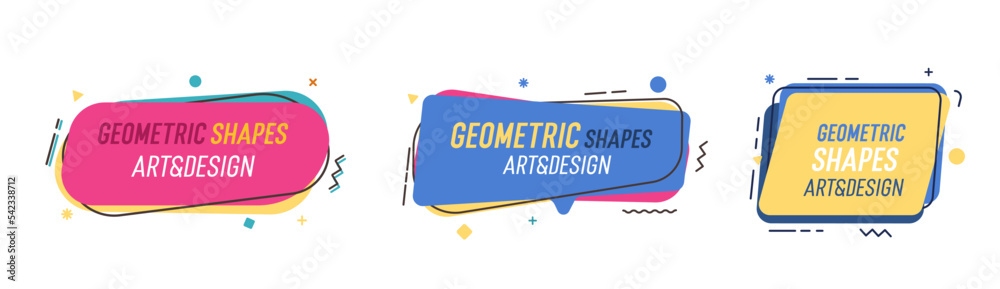 Aufkleber Set of modern organic shapes. Fluid vector trendy elements. Template graphics with geometric speech bubbles and banners with frames to put your own text