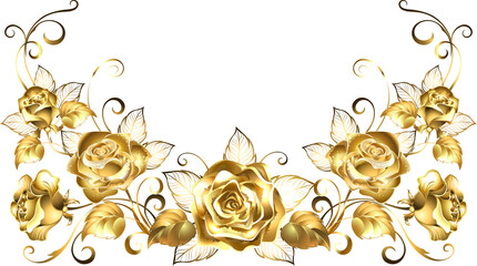 Pattern Gold Roses