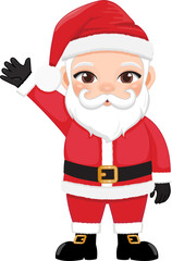Santa Claus waving hands and greeting Cartoon Character PNG
