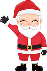 Santa Claus waving hands and greeting Cartoon Character PNG