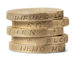 Euro coins. Euro money. Euro currency.Coins stacked on white background,Money concept