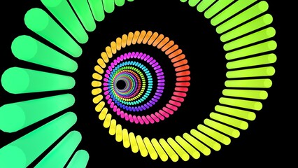 VJ トンネル シンプル 螺旋 虹 カラフル ポップ 黒背景 [別Verあり]