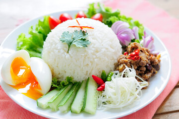 Rice with Spicy Shrimp Paste Dip  fast food