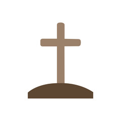 Cross on white background. Grave vector isolated on white background. Halloween vector.	