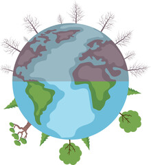 Planet earth design on earth day, national pollution prevention day, world environment day. Concept of prevention against environmental pollution and care of our planet