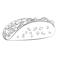 Tacos in a thin line. Vector on a white background