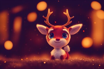 A cute reindeer dressed for christmas