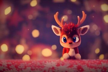 Fototapeta premium A cute reindeer dressed for christmas