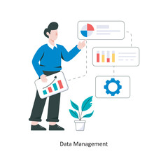 Data Management flat style design vector illustration. stock illustration