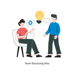 Team Discussing Idea flat style design vector illustration. stock illustration