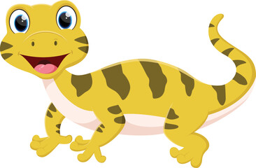 Cartoon cute lizard isolated on white background