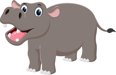 Obraz na płótnie Canvas Cartoon Hippo isolated on white background