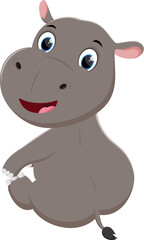 Cute hippo sit on white background