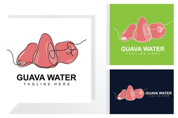 Water Guava Logo Design Vector With Line Style Fresh Fruit Market Illustration Vitamin Plant