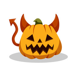 Halloween Pumpkin Demon Design Flat Illustration