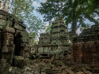 Fototapeta premium Ruins of historical Angkor Wat in the woods, Cambodia