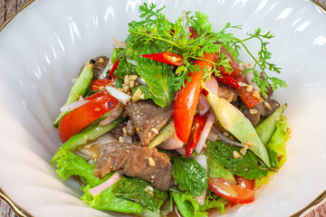 Beef Salad, Thai style beef salad spicy dish.