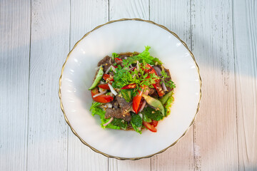 Beef Salad, Thai style beef salad spicy dish.