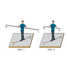 Push and Pull force vector illustration. Force, motion and friction concept. Easy science for kids. Educational illustrated scene.