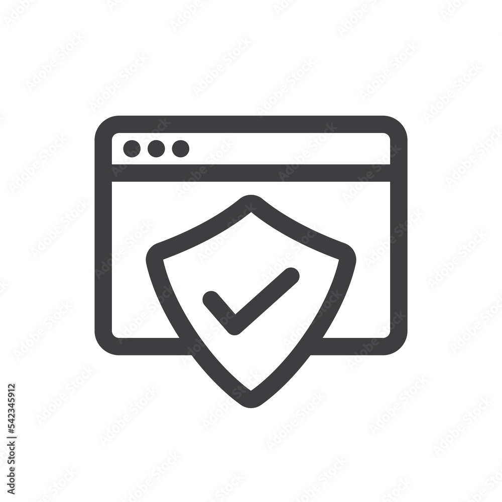 Sticker protected window, security check line vector icon