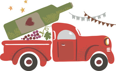 Cute vector illustration of a wine bottle. Can be used for cards, flyers, posters