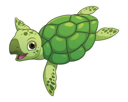 Little Sea Turtle Cartoon Animal Illustration