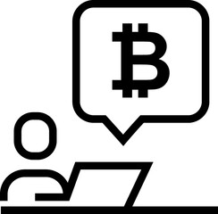 digital money.  Bitcoin line icon