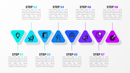Infographic template. Horizontal timeline made of triangles