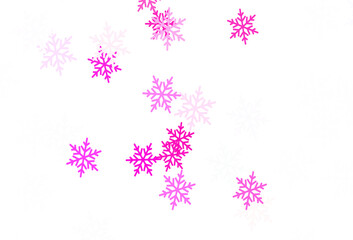 Light Purple, Pink vector texture with colored snowflakes, stars.