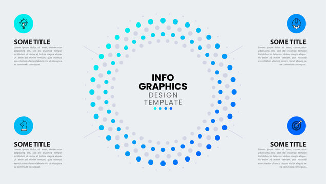 Infographic template. Circle formed by dots with 4 steps