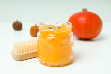 Concept of different cosmetic products, Pumpkin cosmetics