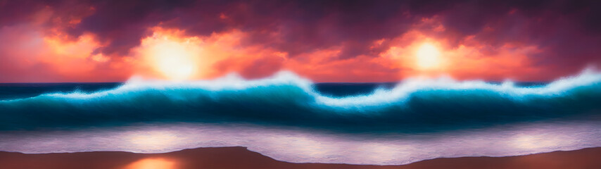 Fototapeta na wymiar Artistic concept illustration of a waves on the beach, background illustration.