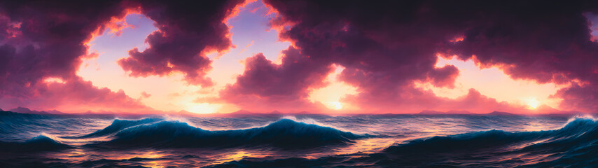Artistic concept illustration of a waves on the beach, background illustration.
