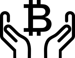 digital money.  Bitcoin line icon