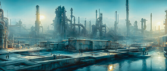 Obraz premium Artistic concept illustration of Water Treatment plant, background illustration.