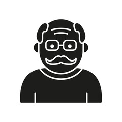 Old Senior Person Silhouette Icon. Happy Elder Man Black Pictogram. Old Grandfather Icon. Retirement Concept. Isolated Vector Illustration