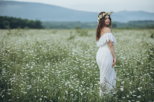 Beautiful woman. Bride portrait. Young beautiful bride in nature. High quality photo