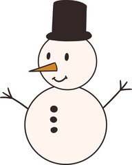 Snowman Christmas clipart illustration retro groovy hand drawn style element