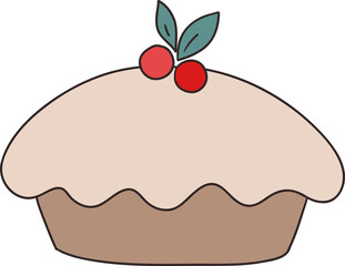 Christmas pie clipart illustration retro groovy hand drawn style element