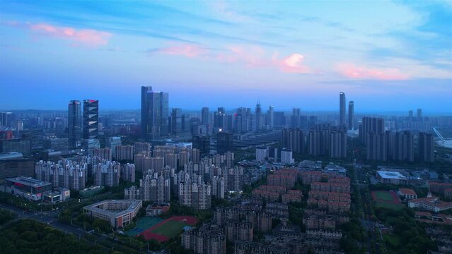 Aerial view of Hexi Central Business District in Nanjing, Jiangsu Province, China