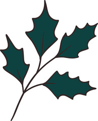 Naklejka premium Christmas leaf clipart illustration retro groovy hand drawn style element